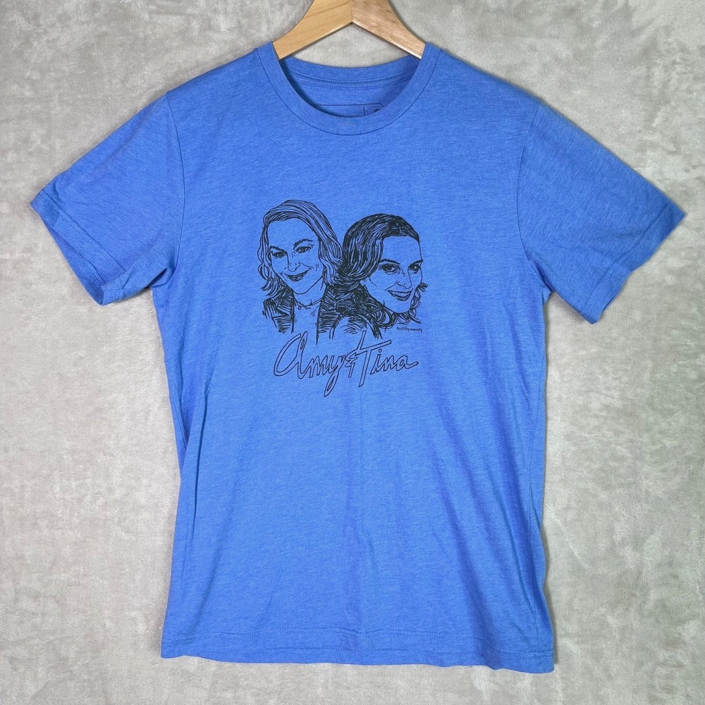 Tina Fey & Amy Poehler Shirt Adult Medium Blue Short Sleeve Restless‎ Leg Tour
